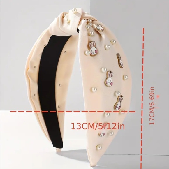 Cream Easter Bunny Faux Pearl Knotted Headband - Picture 4 of 4